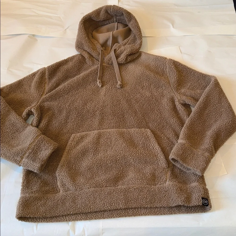 Express Sherpa Fleece Hoodie – Camel Brown – Size L